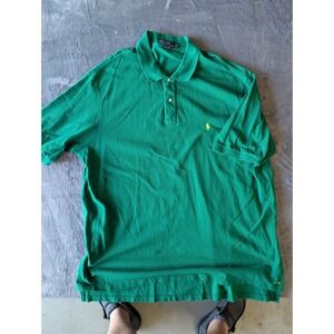 Polo Ralph Lauren Mens Green Short Sleeve Polo Shirt 4XLT Tall Yellow Pony Logo